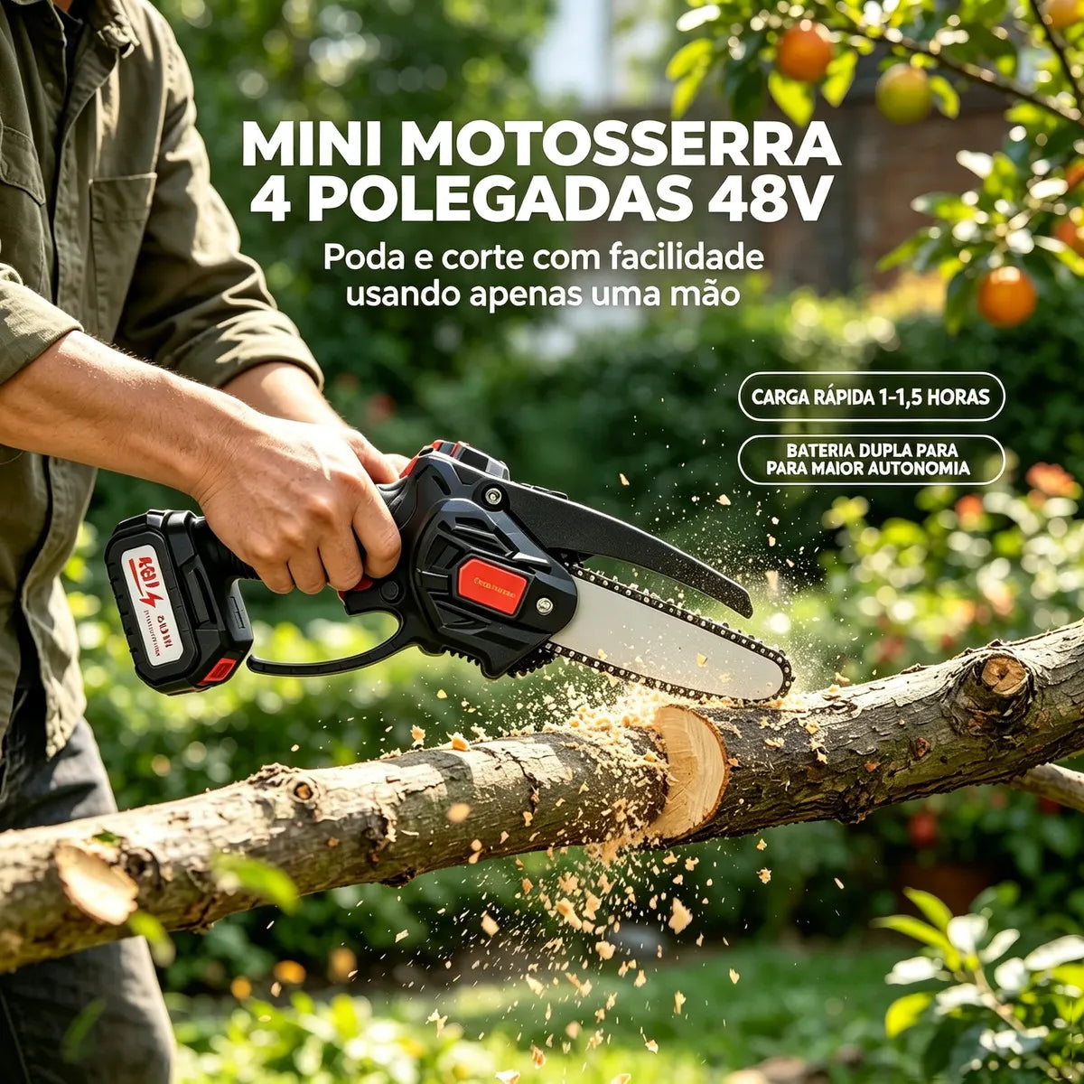 Mini Motosserra Elétrica a Bateria 48V – Well Tools®