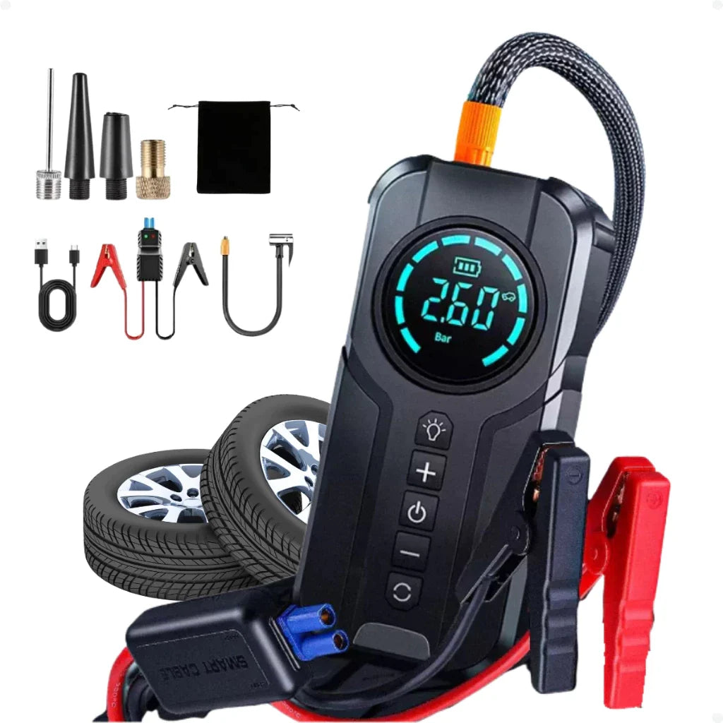 Auxiliar de Partida com Compressor de Ar 4 em 1 com PowerBank 8000mAh - Well Tools®