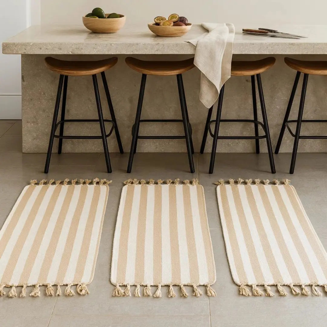Kit 3 Tapetes com listras para Porta Cozinha Sala 40CM x 60CM - Well Tools®