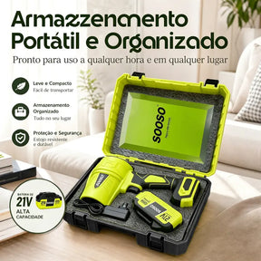 Soprador de Folhas Sem Fio Turbo Jato Potente com Motor de Cobre para Casa, Jardim e Carro – Well Tools®