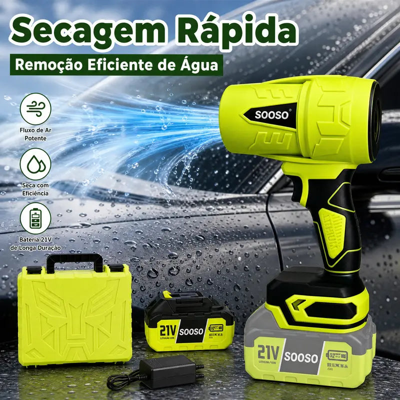 Soprador de Folhas Sem Fio Turbo Jato Potente com Motor de Cobre para Casa, Jardim e Carro – Well Tools®