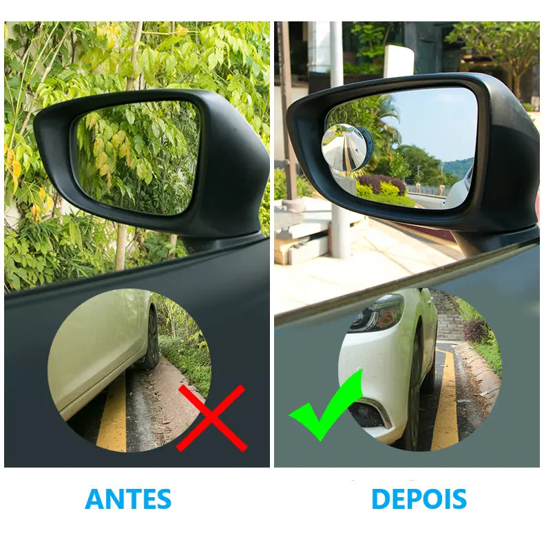 Par de Espelhos Convexos 5cm para Retrovisor Carro e Moto – Auxiliar para Ponto Cego - Well Tools®