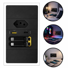 Tomada Inteligente — tomada, USB, USB-C e 2 cabos retráteis numa peça só - Well Tools®