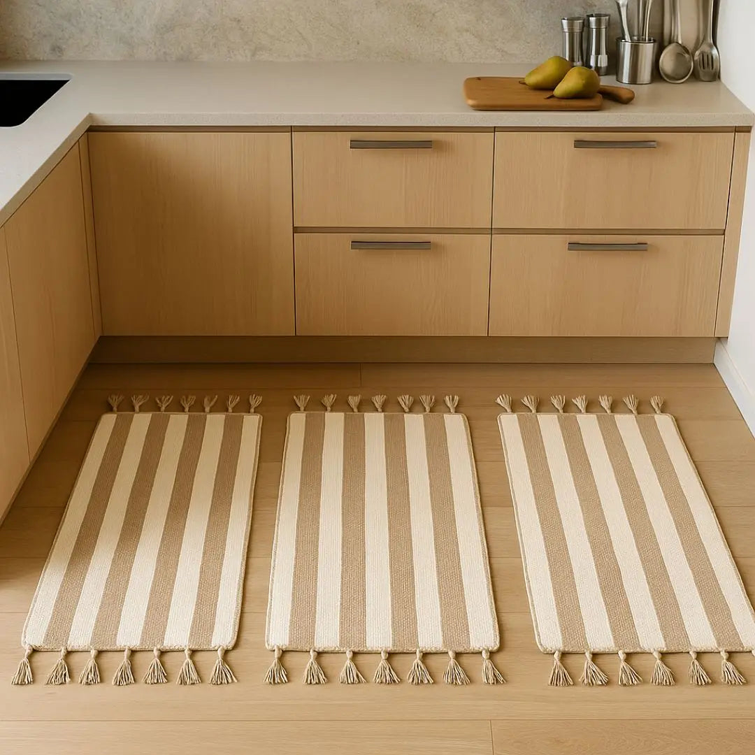 Kit 3 Tapetes com listras para Porta Cozinha Sala 40CM x 60CM - Well Tools®