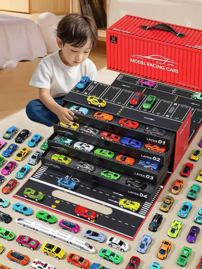 Kit 48 Carrinhos de Fricção com Pista e Mapa Interativo – Brinquedo Infantil Educativo – Well Tools®