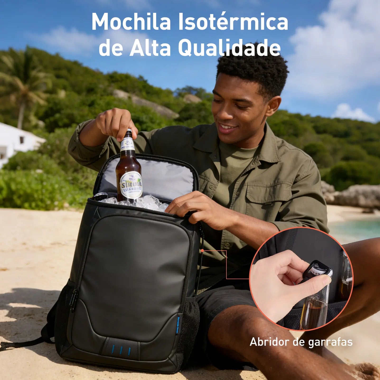 Mochila Térmica 23L Impermeável Cooler para Bebidas e Alimentos Com Abridor - Well Tools®