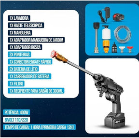 LAVADORA DE ALTA PRESSÃO VAP LIMPEZA (2 BATERIA/5 PILHAS) - WELL TOOLS®