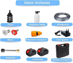 LAVADORA DE ALTA PRESSÃO VAP LIMPEZA (2 BATERIA/5 PILHAS) - WELL TOOLS®