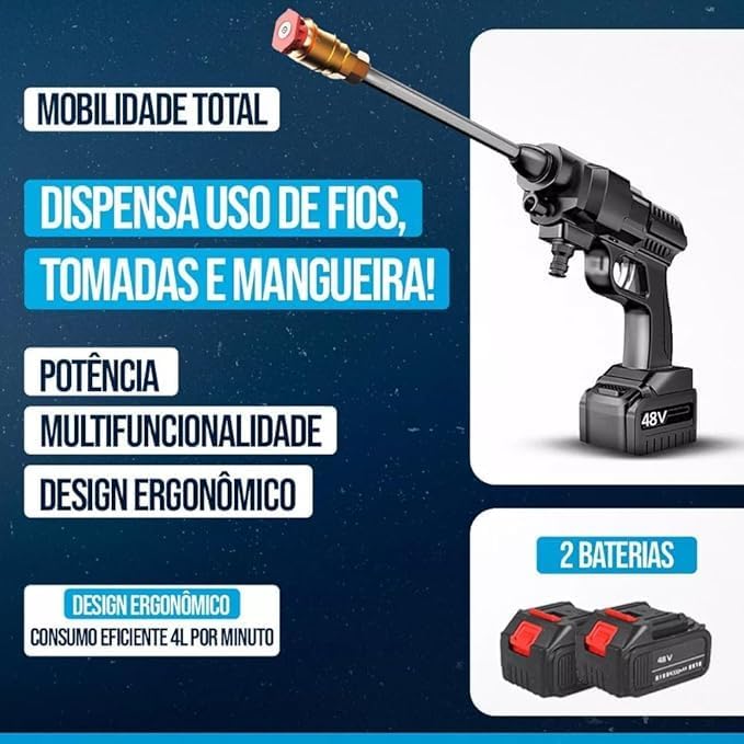 LAVADORA DE ALTA PRESSÃO VAP LIMPEZA (2 BATERIA/5 PILHAS) - WELL TOOLS®