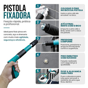 Kit Fixadora Finca Pino Pistola Profissional Ação + 30 pinos - Well Tools®