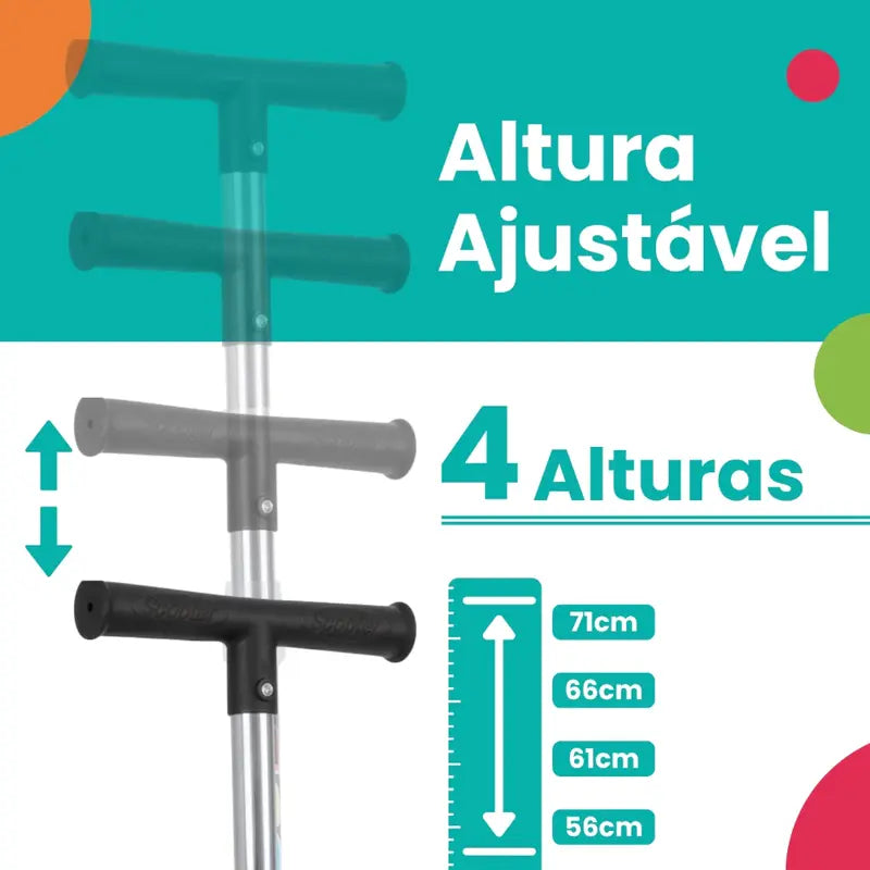 Patinete Infantil 3 Rodas com LED, Dobrável e Ajustável para Meninos e Meninas – Well Tools®