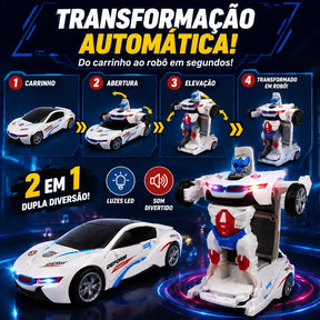 Carrinho Robô Transformável 2 em 1 com Luz e Som e Transformação Automática – Well Tools®
