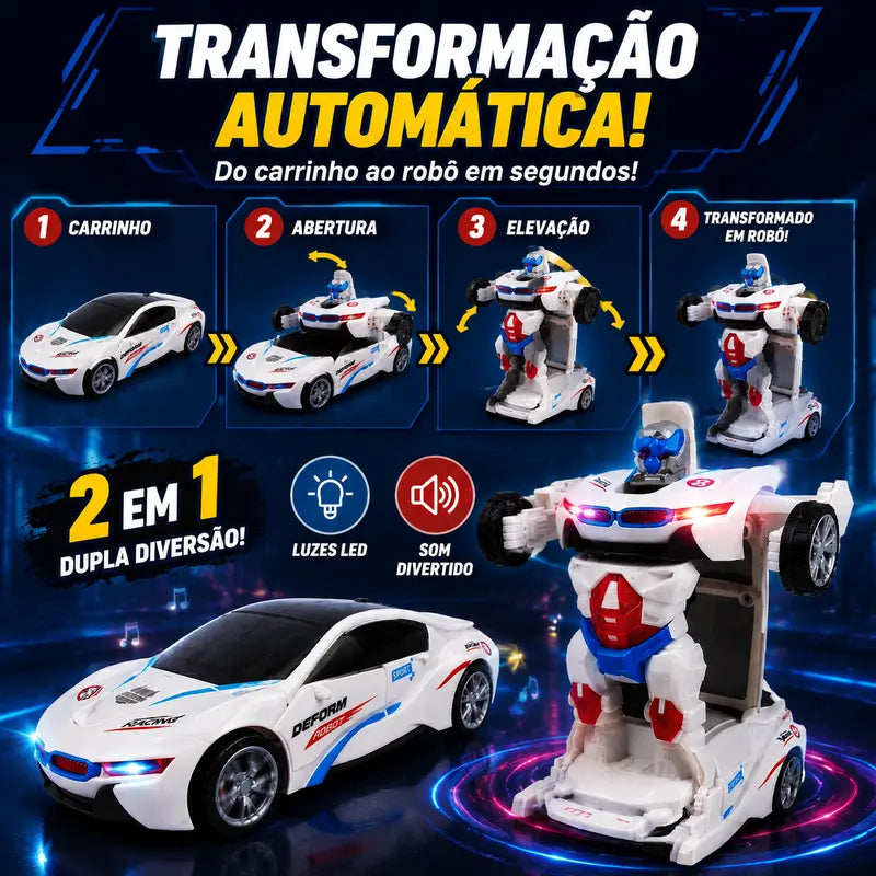 Carrinho Robô Transformável 2 em 1 com Luz e Som e Transformação Automática – Well Tools®