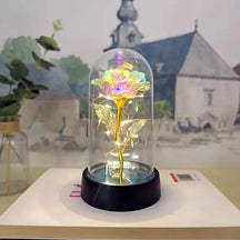 Rosa Encantada com LED – Flor Eterna Decorativa em Cúpula 15cm - Well Tools®