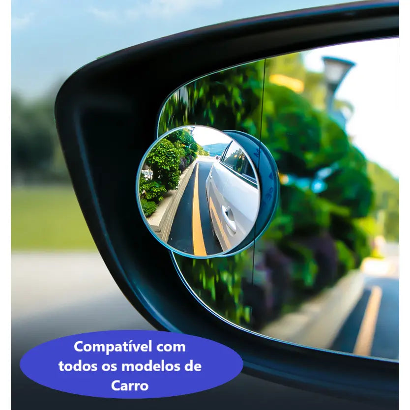 Par de Espelhos Convexos 5cm para Retrovisor Carro e Moto – Auxiliar para Ponto Cego - Well Tools®