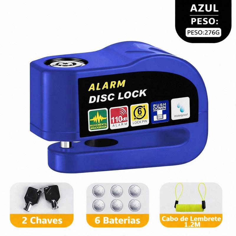 Trava de Disco Antifurto com Alarme 110dB em Alumínio à Prova d'Água para Moto e Bike – Well Tools®