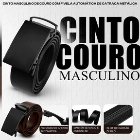 Cinto Masculino Couro Sintético com Fivela Automática - Well Tools®