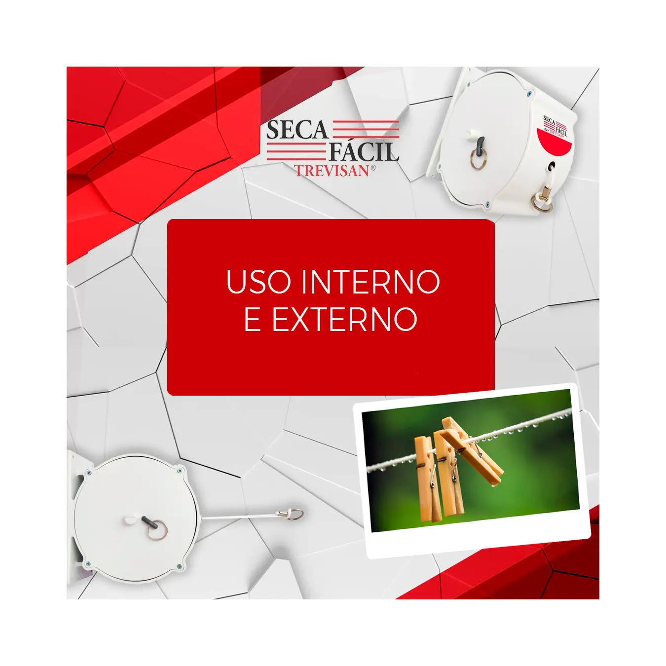 Varal de Roupas Retrátil de Parede 30m Recolhível com Manivela e Corda Resistente – Well Tools®