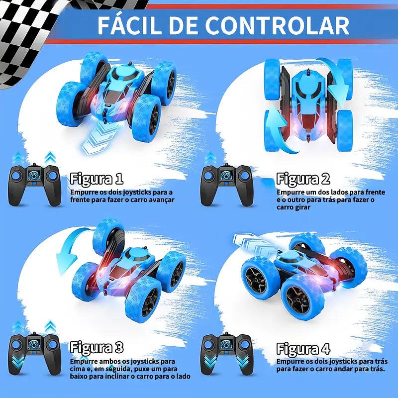 Carro de Controle Remoto Acrobático 360° com Manobras e Alta Diversão Infantil – Well Tools®