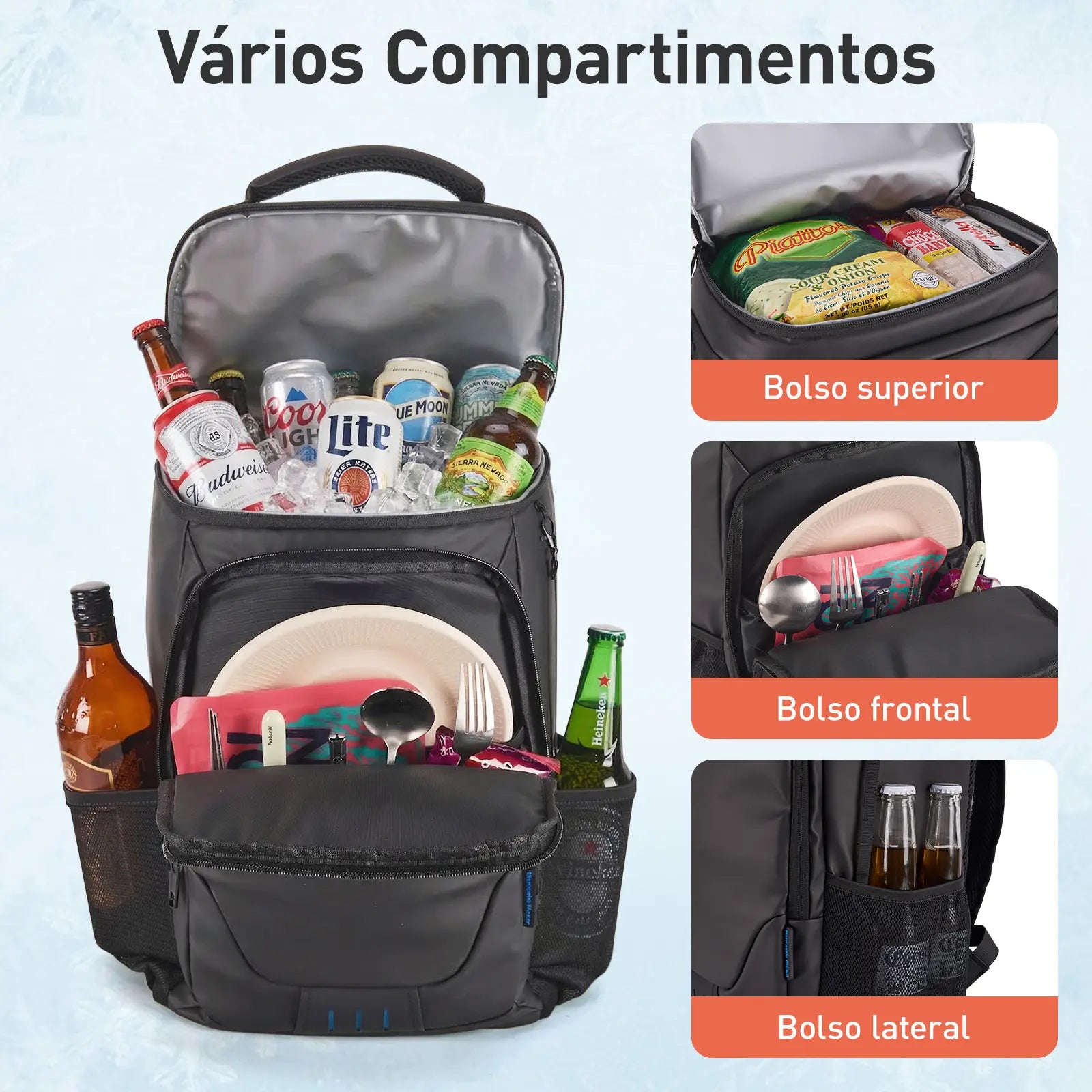 Mochila Térmica 23L Impermeável Cooler para Bebidas e Alimentos Com Abridor - Well Tools®