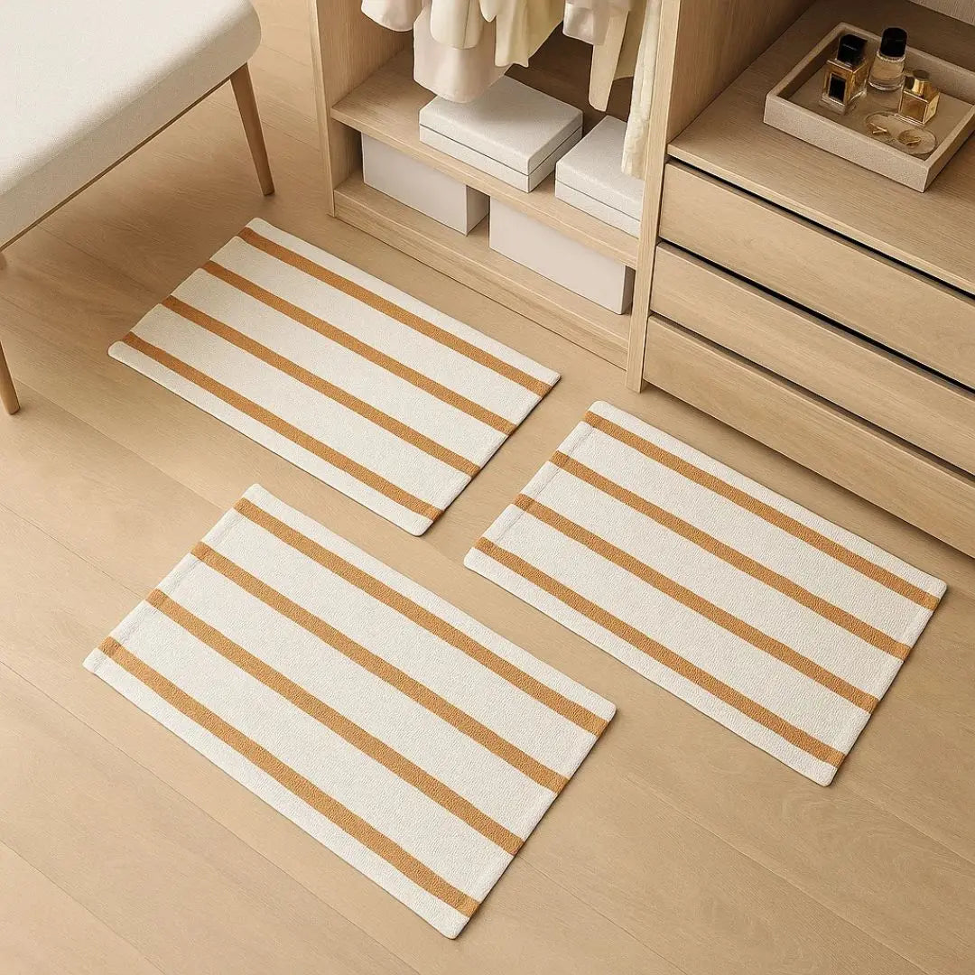Kit 3 Tapetes com listras para Porta Cozinha Sala 40CM x 60CM - Well Tools®