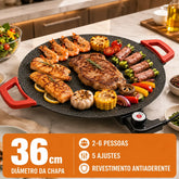 Churrasqueira Elétrica 36cm com Chapa Antiaderente e 5 Níveis de Temperatura - Well Tools®