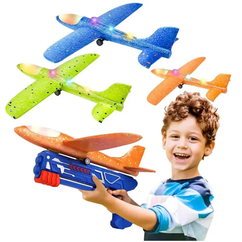 Lançador de Avião Planador Infantil com Luz e Transmissor – Well Tools®