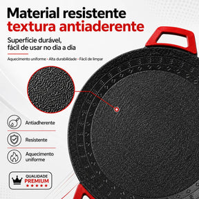 Churrasqueira Elétrica 36cm com Chapa Antiaderente e 5 Níveis de Temperatura - Well Tools®