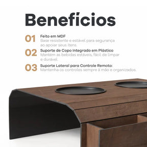 Kit 2 Esteiras para Braço de Sofá com Suporte para Copos e Apoio Lateral – Well Tools®