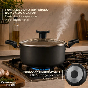 Jogo de Panelas Antiaderentes 10 Peças Teflon com Tampa de Vidro Essenza di Chef - Well Tools®