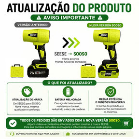 Soprador de Folhas Sem Fio Turbo Jato Potente com Motor de Cobre para Casa, Jardim e Carro – Well Tools®
