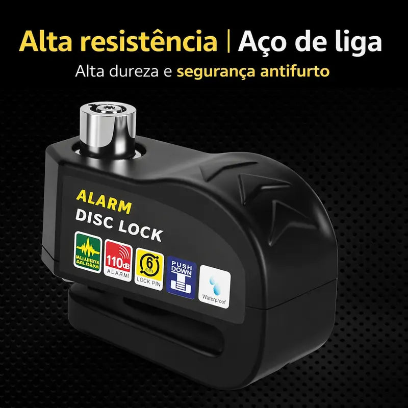 Trava de Disco Antifurto com Alarme 110dB em Alumínio à Prova d'Água para Moto e Bike – Well Tools®