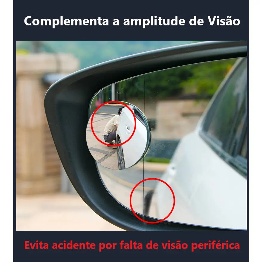 Par de Espelhos Convexos 5cm para Retrovisor Carro e Moto – Auxiliar para Ponto Cego - Well Tools®