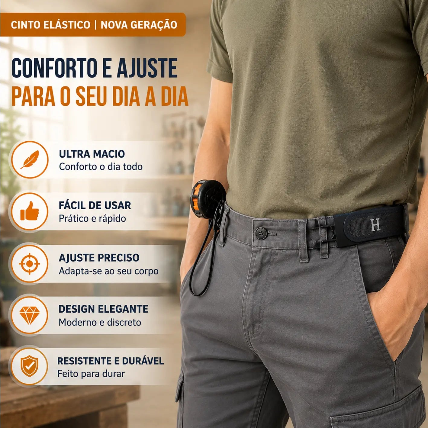 Cinto Modelador de Cintura Elástico Ajustável com Velcro Unissex Masculino e Feminino – Well Tools®
