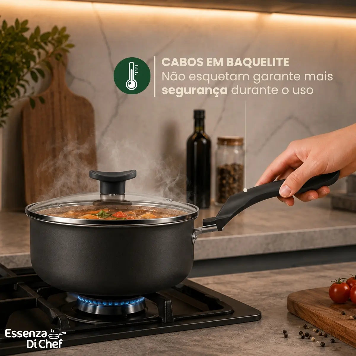 Jogo de Panelas Antiaderentes 10 Peças Teflon com Tampa de Vidro Essenza di Chef - Well Tools®