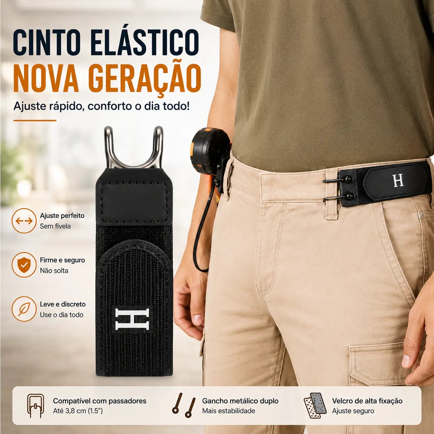 Cinto Modelador de Cintura Elástico Ajustável com Velcro Unissex Masculino e Feminino – Well Tools®