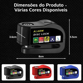Trava de Disco Antifurto com Alarme 110dB em Alumínio à Prova d'Água para Moto e Bike – Well Tools®