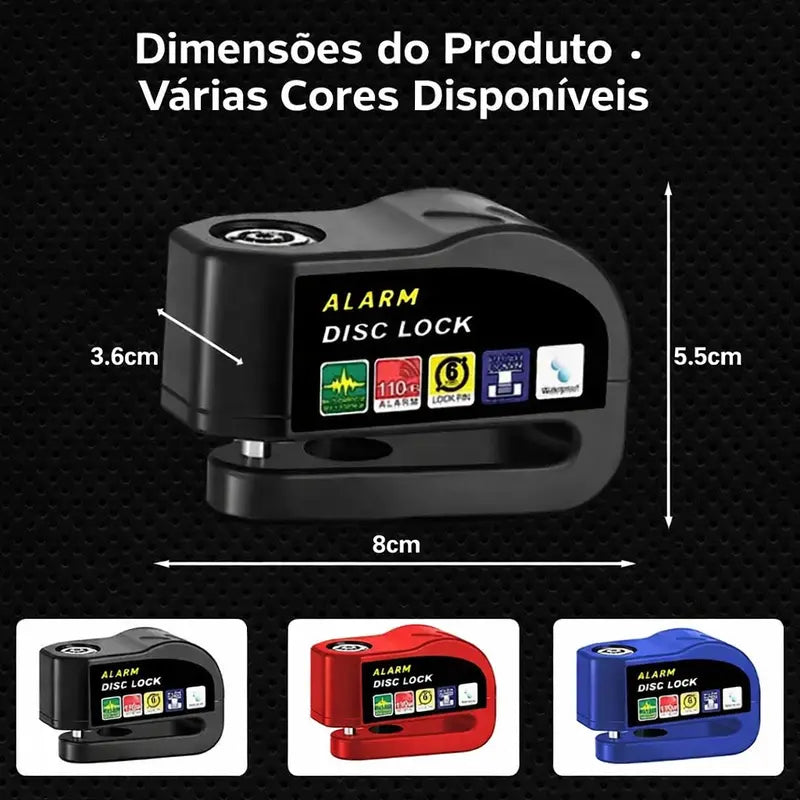 Trava de Disco Antifurto com Alarme 110dB em Alumínio à Prova d'Água para Moto e Bike – Well Tools®