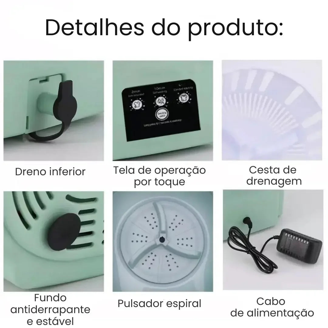 MINI MÁQUINA DE LAVAR ROUPA DOBRÁVEL 9/11 LITROS - WELL TOOLS®