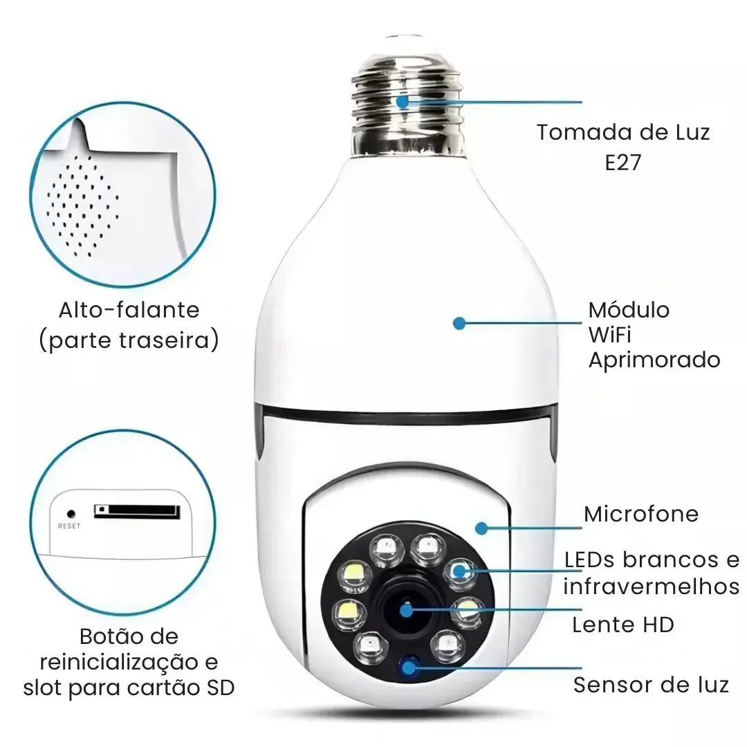 CÂMERA DE SEGURANDÇA FULL HJ WI-FI INTELIGENTE 360° - WELL TOOLS®