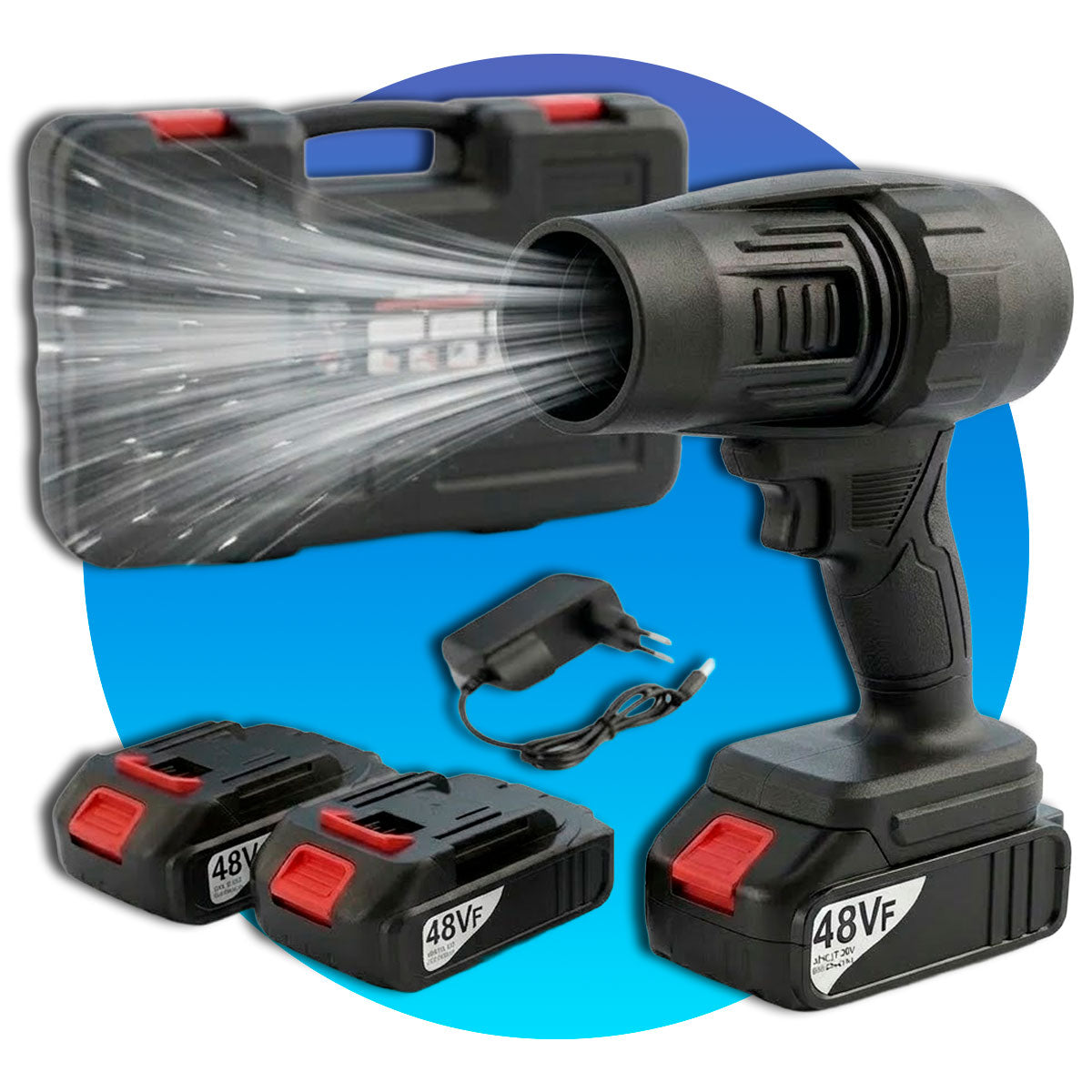 Soprador De Folhas Portátil Turbo 48v 800w Sem Fio + 2 Baterias E Maleta Limpeza - Marca Well Tools