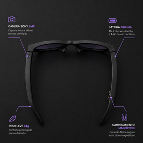 Óculos Inteligente W93 Pro Microwear Câmera 8MP com ChatGPT - Well Tools®