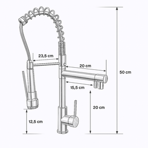 Well Tools - Torneira Gourmet para Cozinha 52cm Quente e Frio