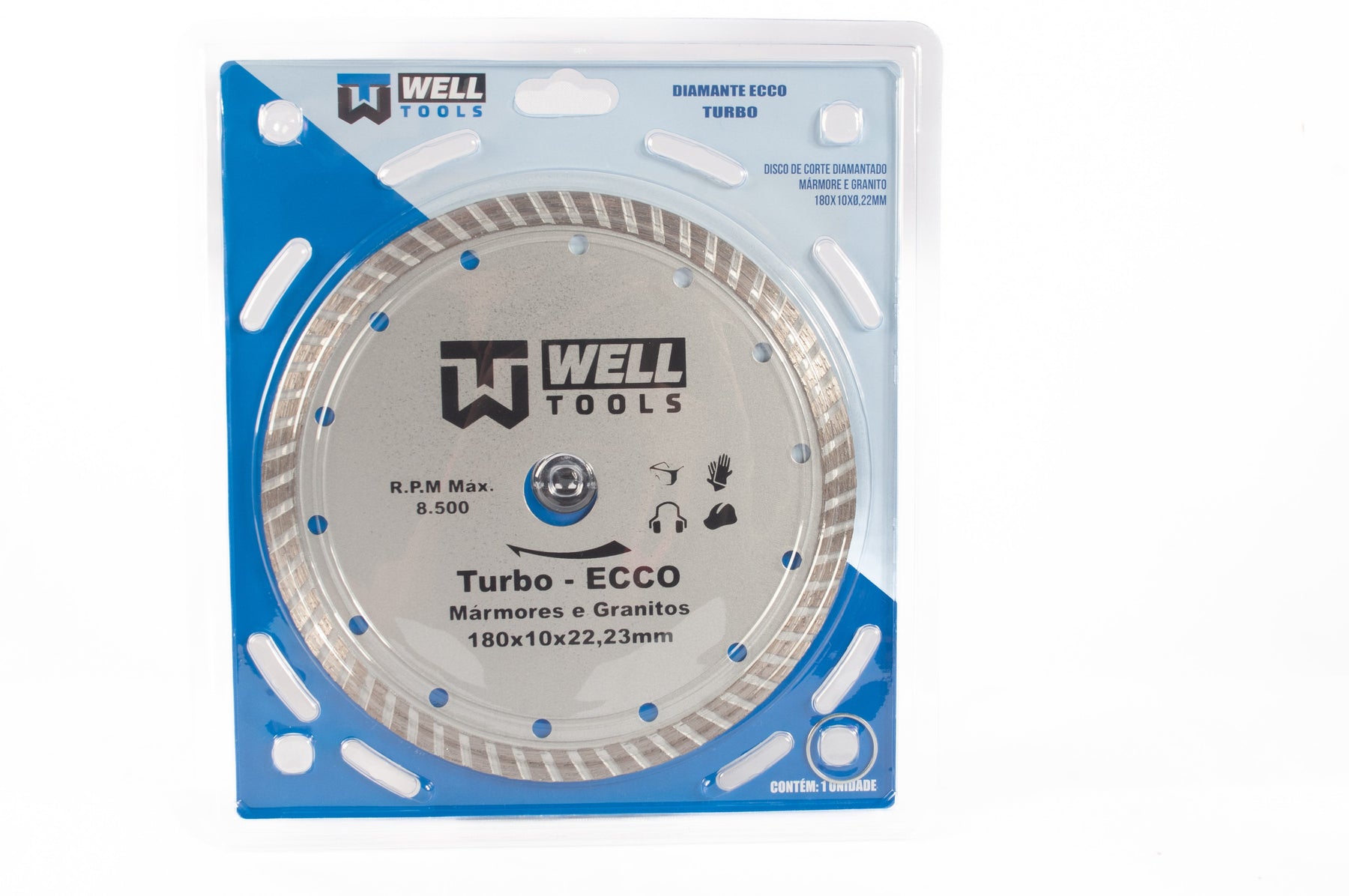 DISCO DE CORTE DIAMANTADO TURBO 180X10X22,23mm LINHA ECCO PARA MÁRMORE E GRANITO