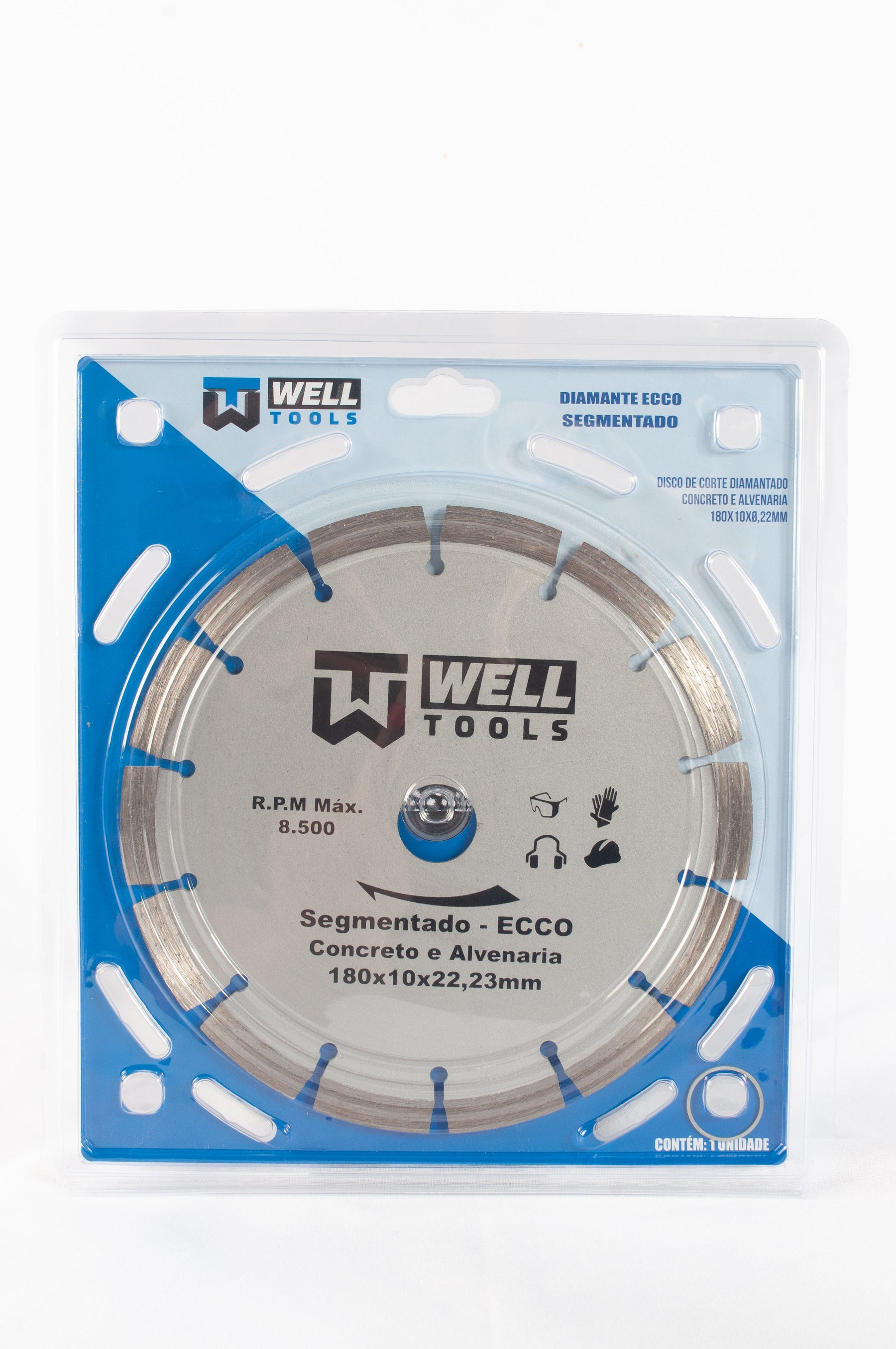 DISCO DE CORTE DIAMANTADO SEGMENTADO 180X10X22,23mm LINHA ECCO PARA CONCRETO E ALVENARIA