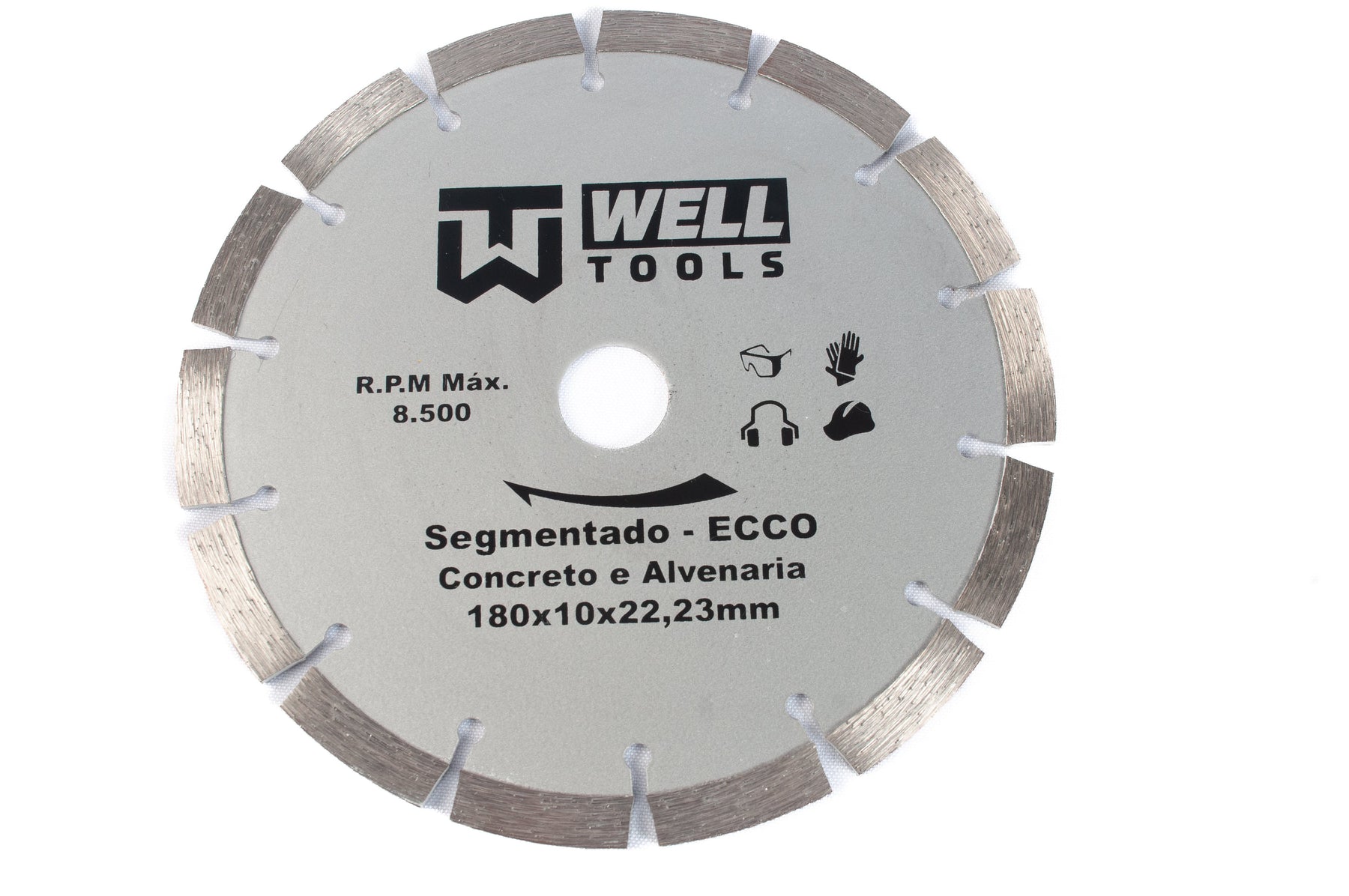 DISCO DE CORTE DIAMANTADO SEGMENTADO 180X10X22,23mm LINHA ECCO PARA CONCRETO E ALVENARIA