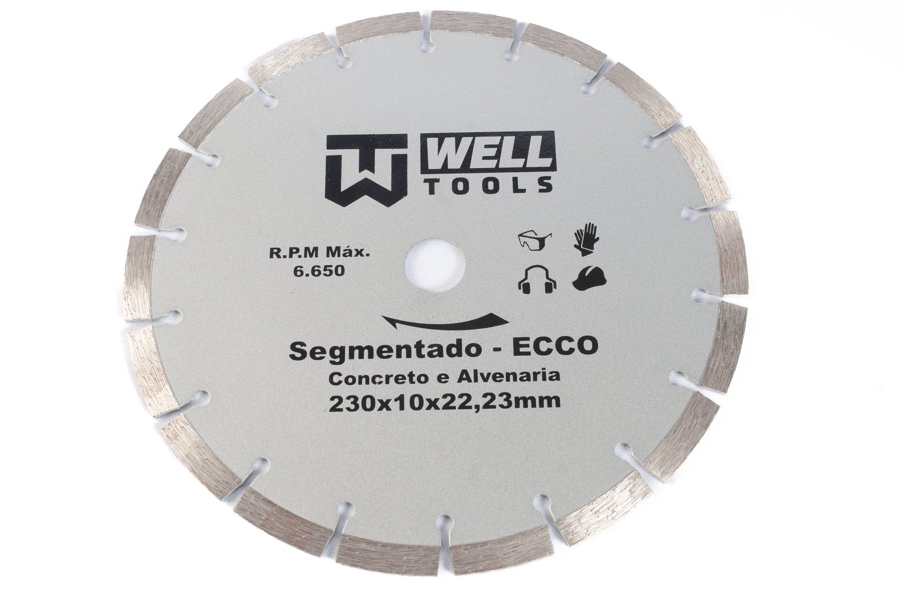 DISCO DE CORTE DIAMANTADO SEGMENTADO 230X10X22,23mm LINHA ECCO PARA CONCRETO E ALVENARIA