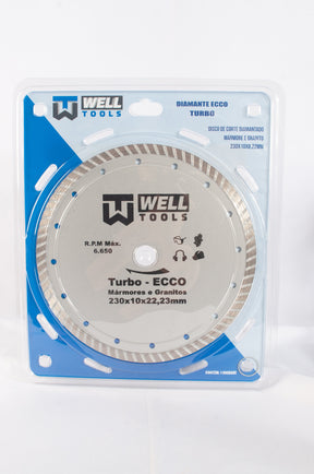 DISCO DE CORTE DIAMANTADO TURBO 230X10X22,23mm LINHA ECCO PARA MÁRMORE E GRANITO