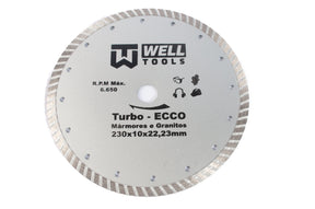 DISCO DE CORTE DIAMANTADO TURBO 230X10X22,23mm LINHA ECCO PARA MÁRMORE E GRANITO