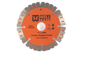 DISCO DE CORTE DIAMANTADO TURBO SEGMENTADO 115X12X20mm LINHA PRO PARA PAREDE